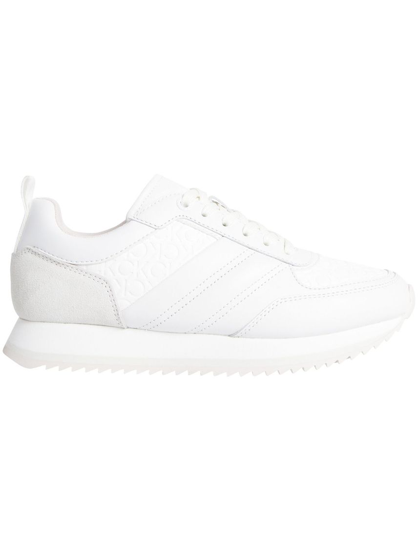 Tenis blanco runner de cuero y monograma