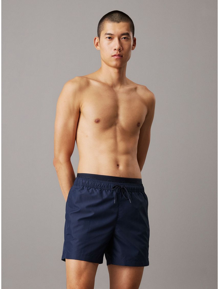 Traje de Baño Azul Corto con Doble Cinturilla CK Meta Legacy