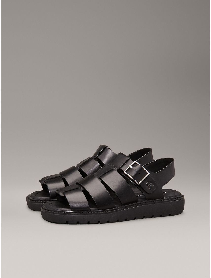 Sandalias Negras de Pescador de Cuero