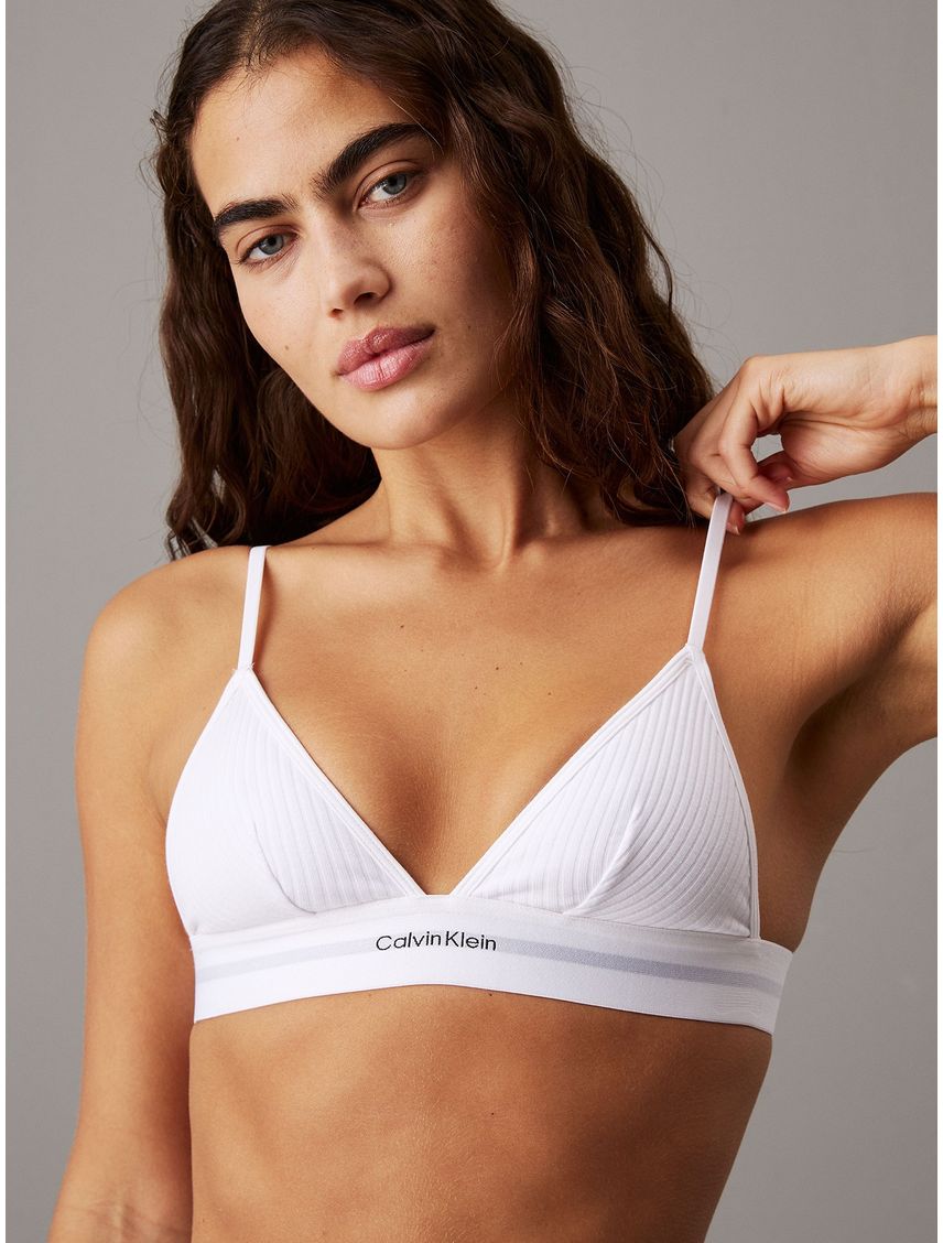 Bralette blanco triangular e canalé - Cotton moal stretch