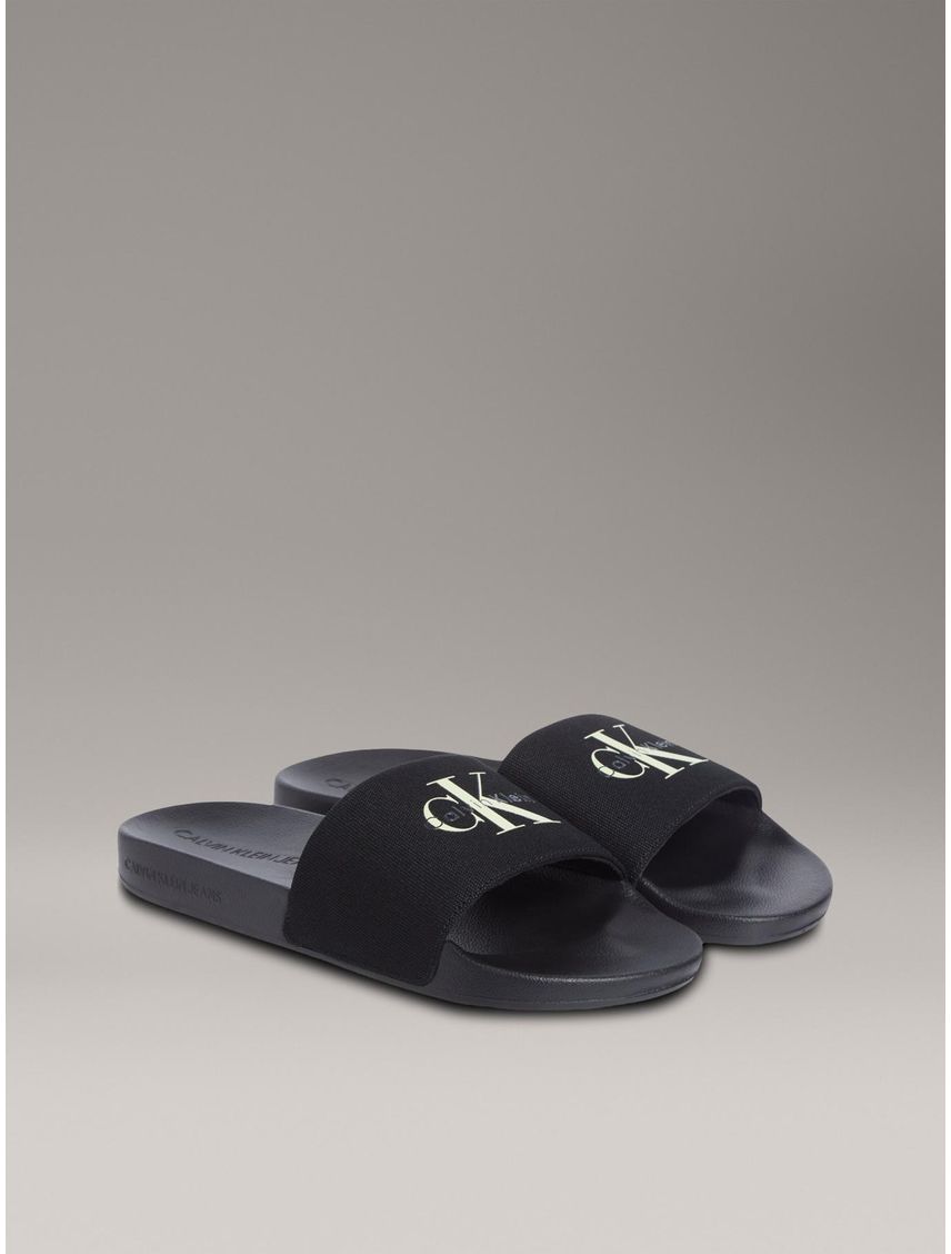 Sandalias negro deslizantes con monograma