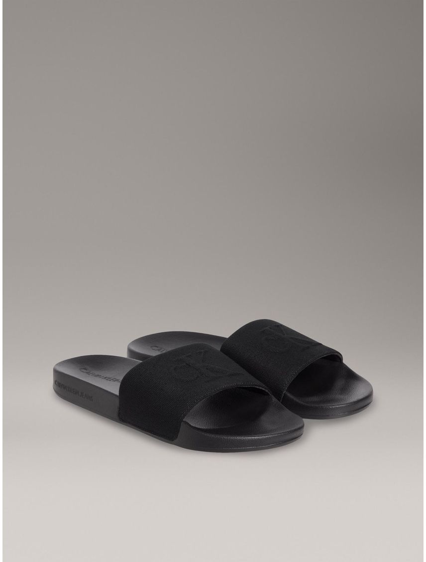 Sandalias negro de lona con logo