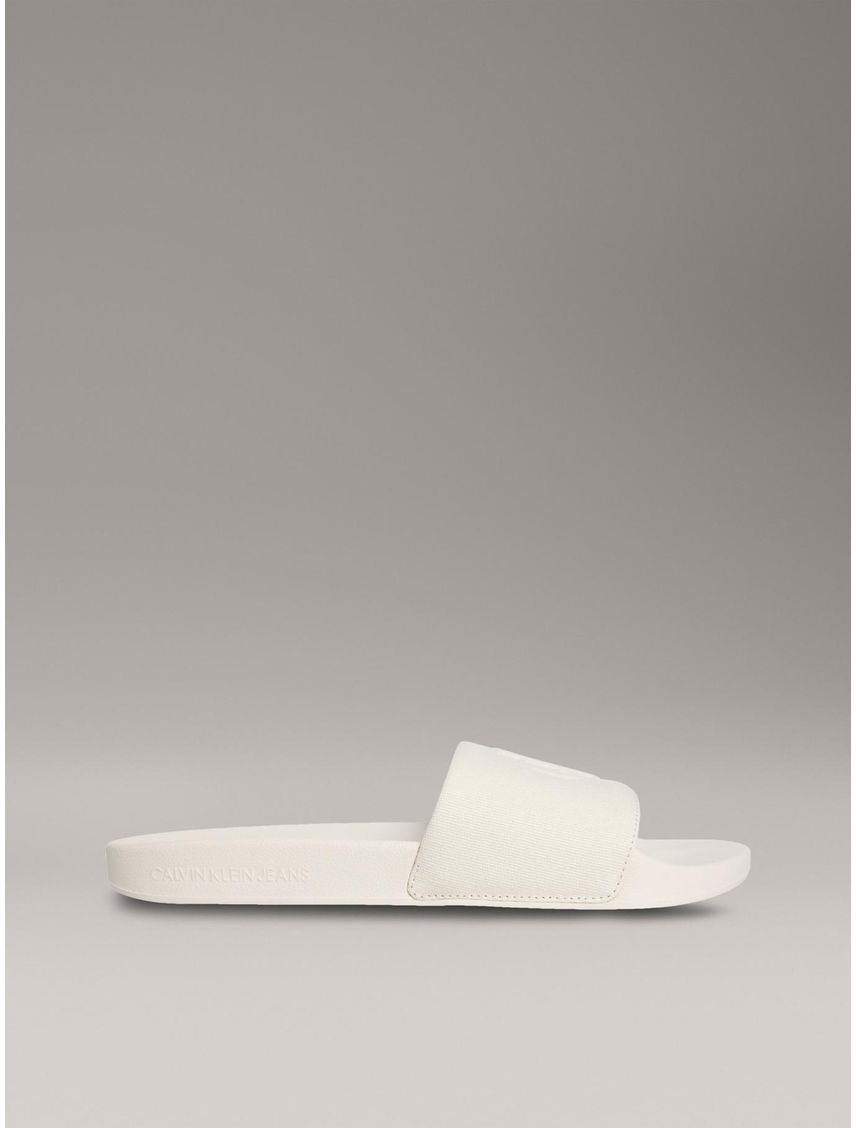 Sandalias blanco de lona con logo