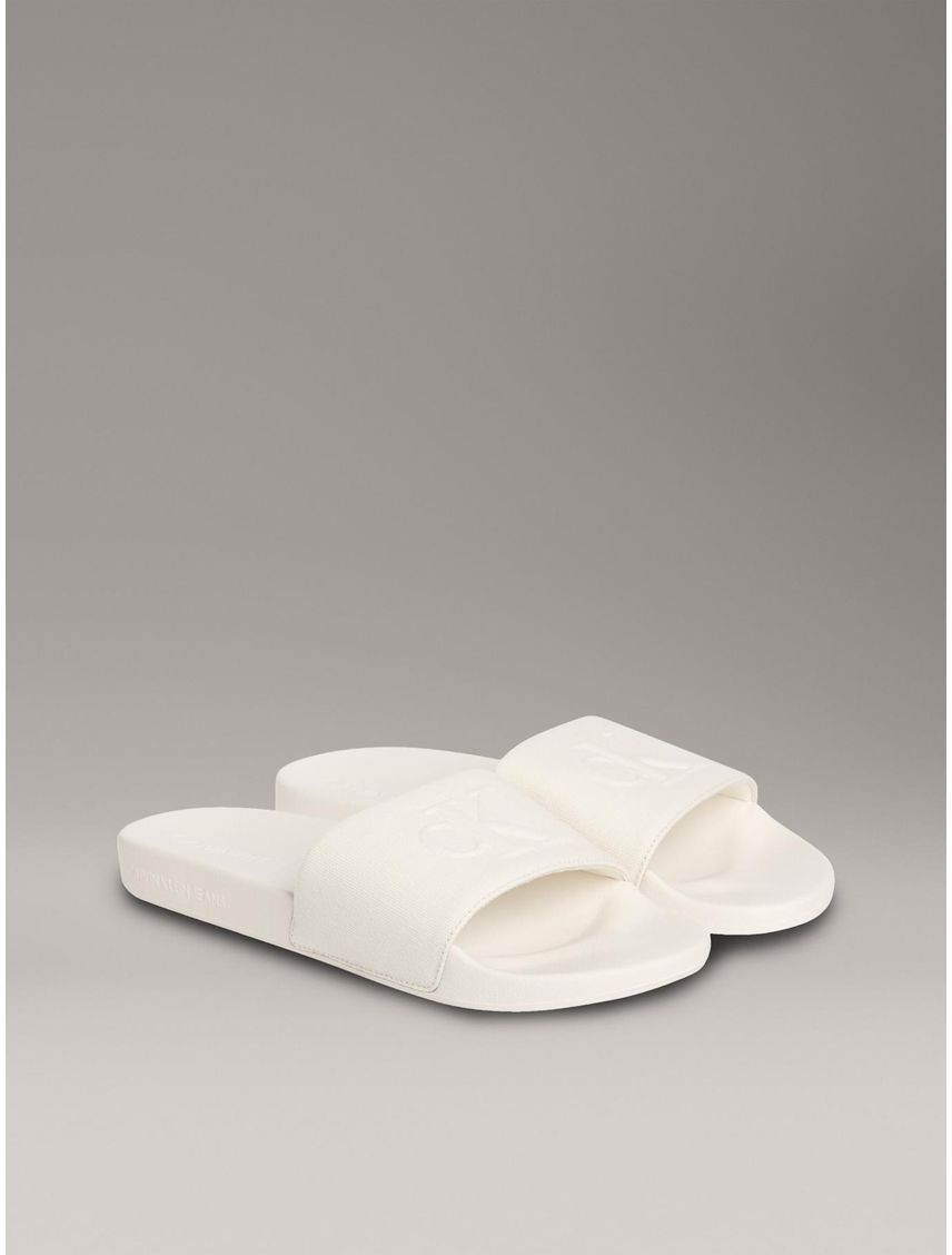 Sandalias blanco de lona con logo