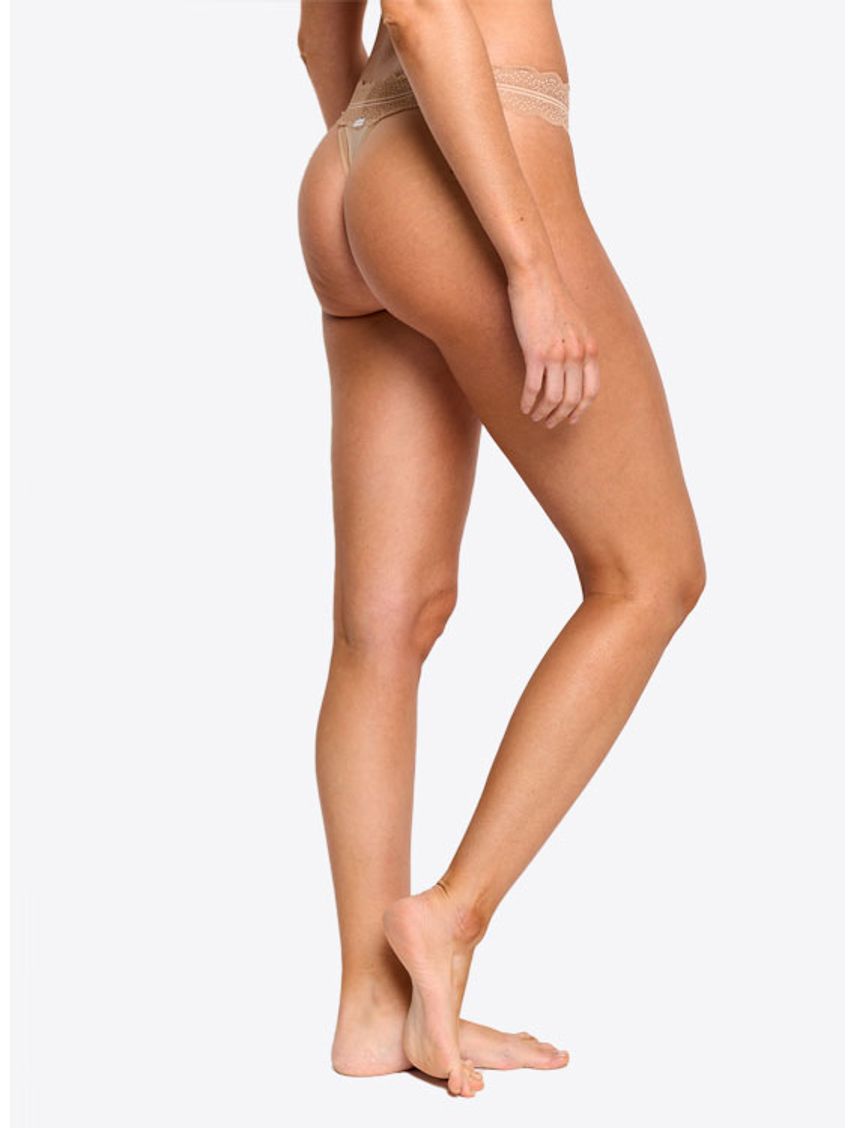 Pantie Beige En Microfibra Tipo Tanga