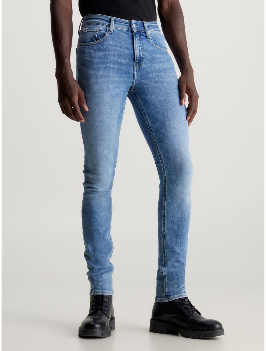Skinny azul jeans efecto desgastado
