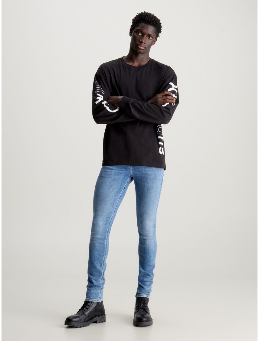 Skinny azul jeans efecto desgastado