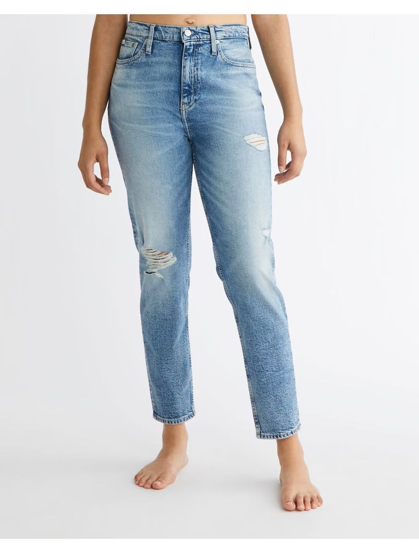 Jean Azul Mom Desgastados Para Mujer