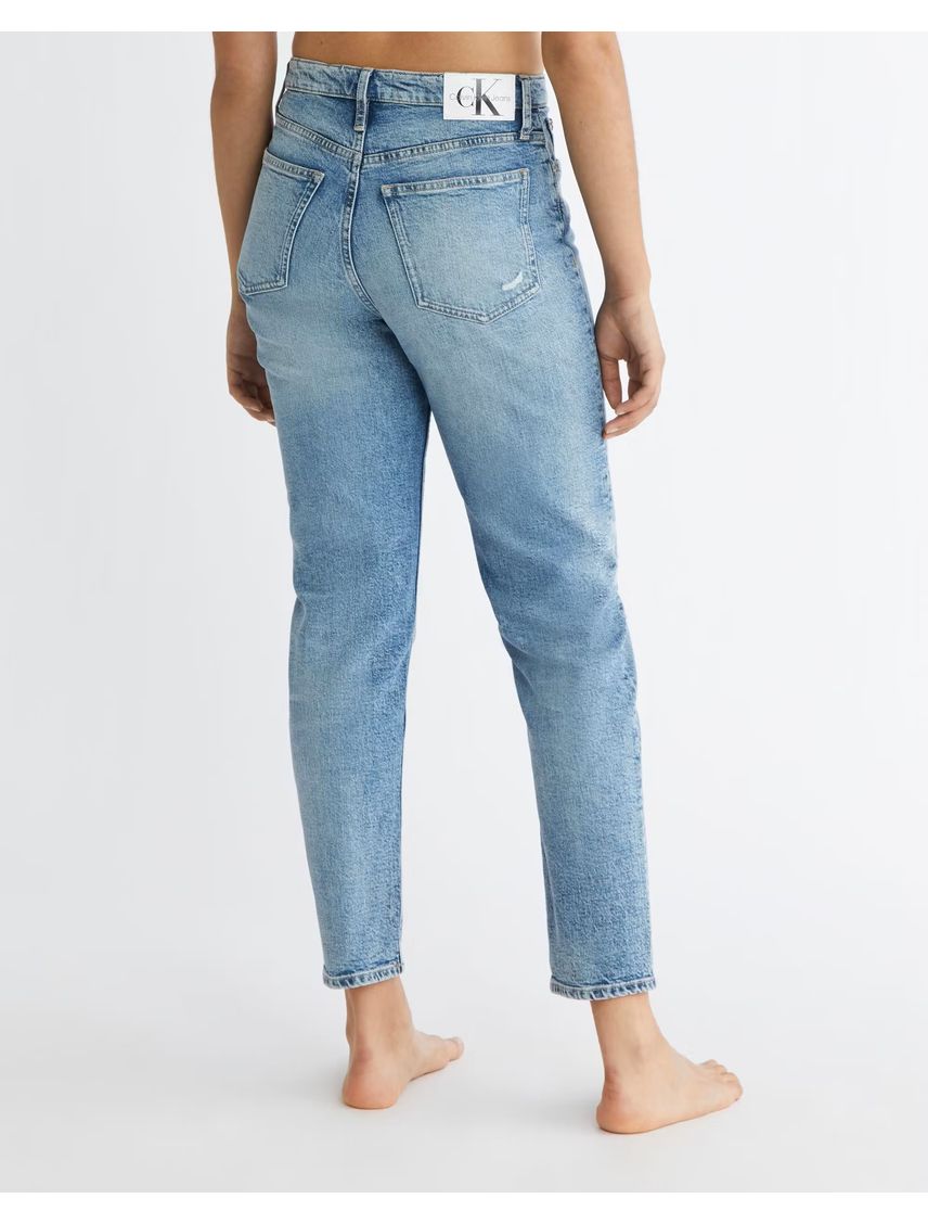 Jean Azul Mom Desgastados Para Mujer