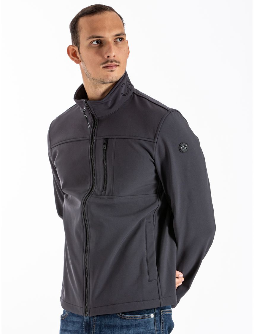Chaqueta Gris Rompeviento Suave Con Cremallera Para Hombre