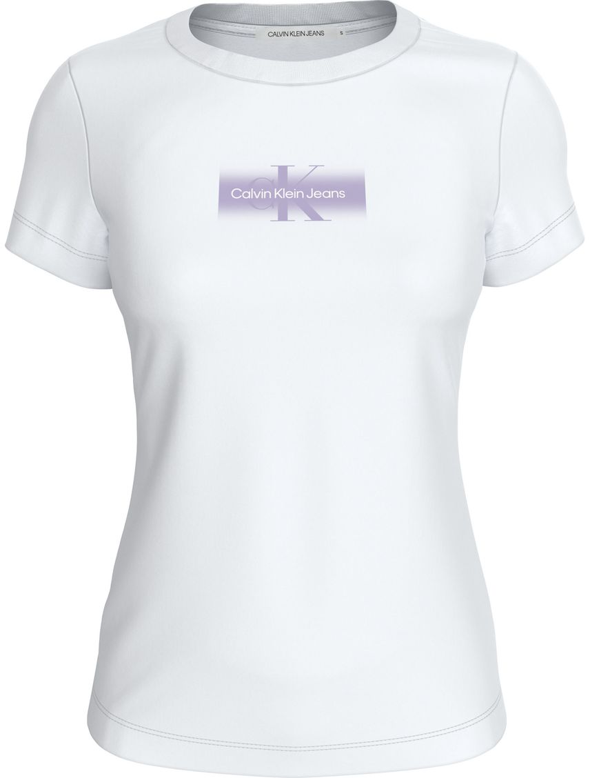 Camiseta blanca slim con monograma desvanecido