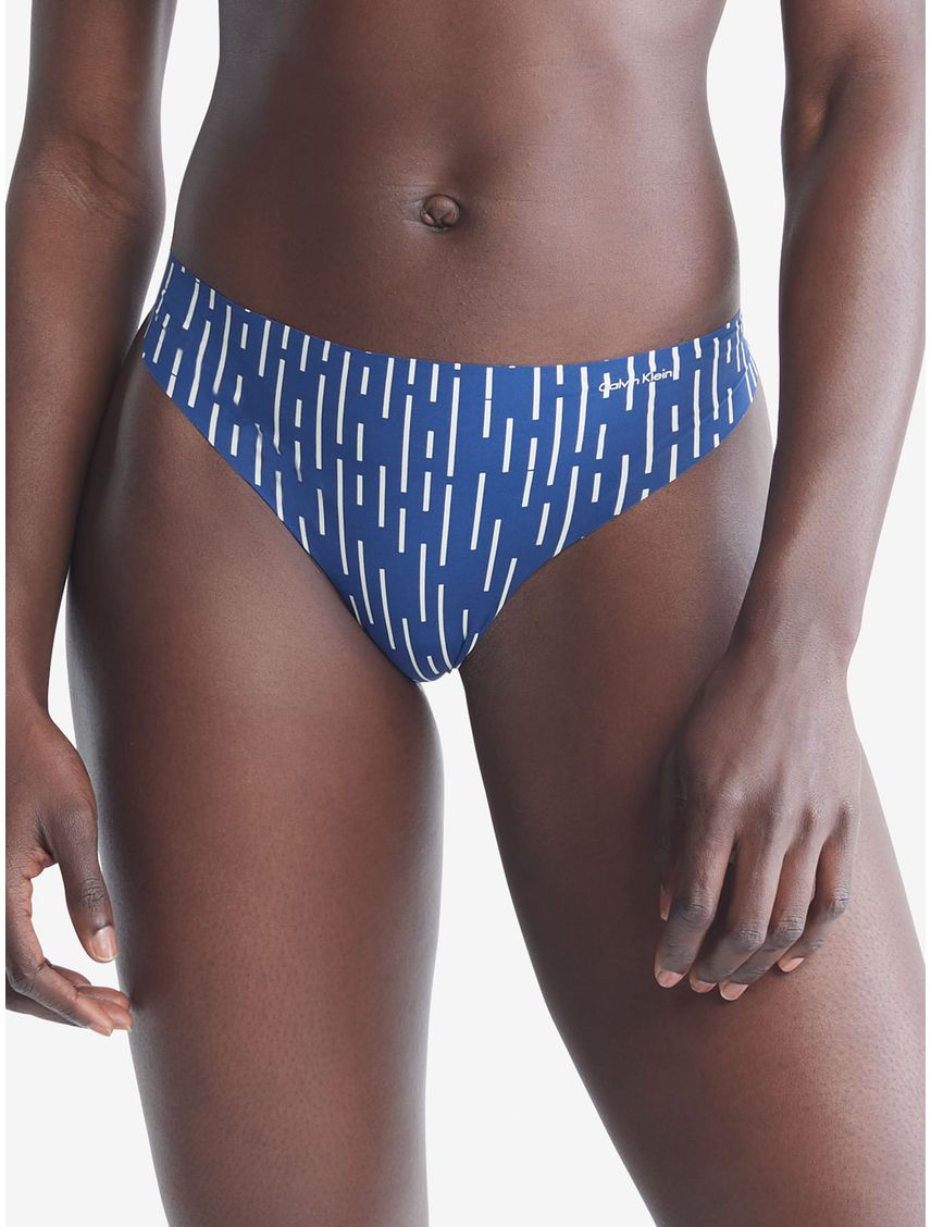 Tanga Azul Estampada Invisible Para Mujer