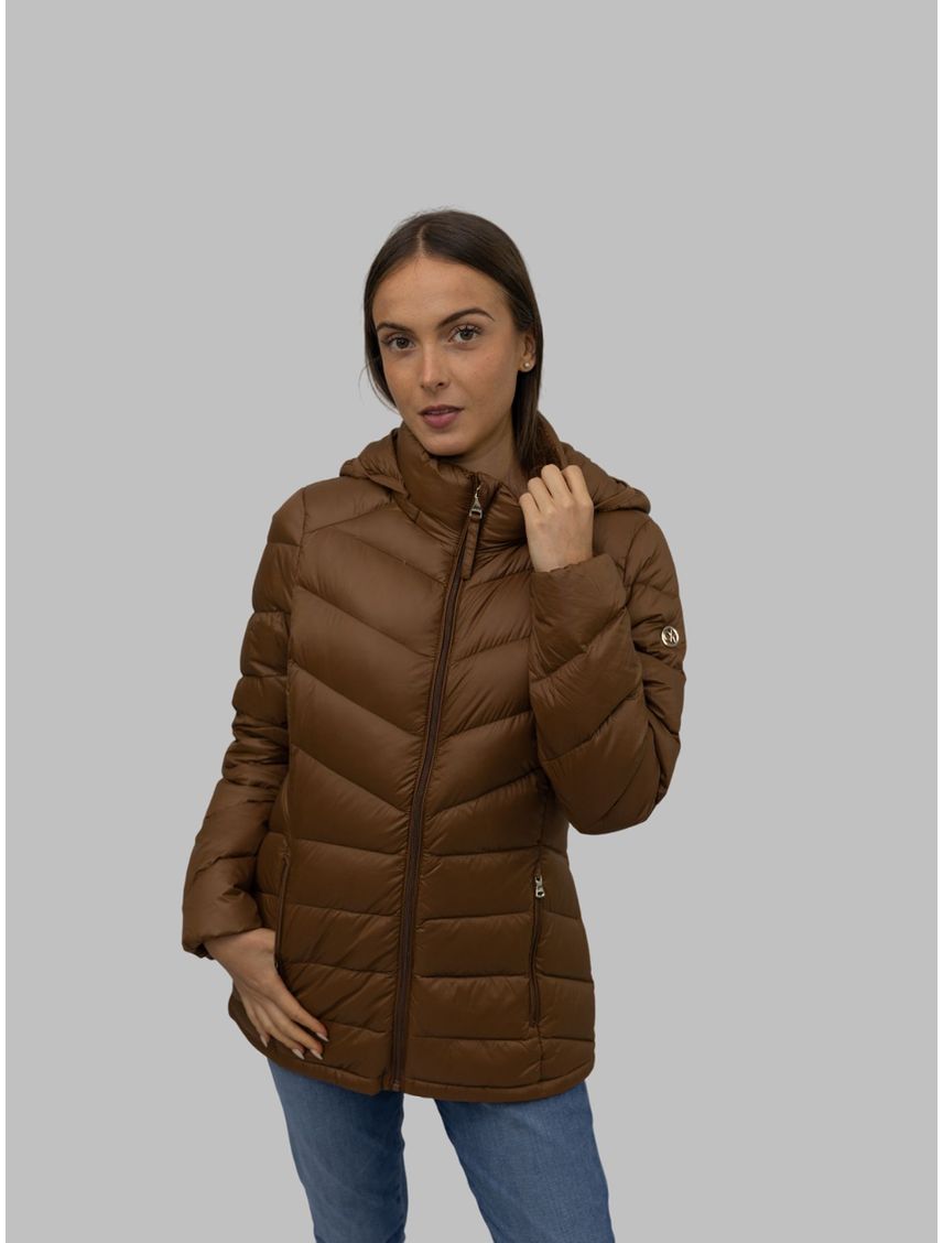 Chaqueta gris acolchada plegable