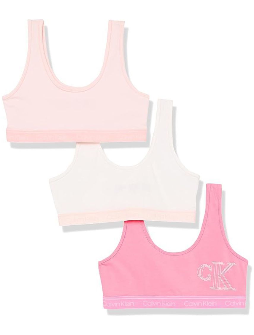 Paquete rosado de 3 bralette para niña