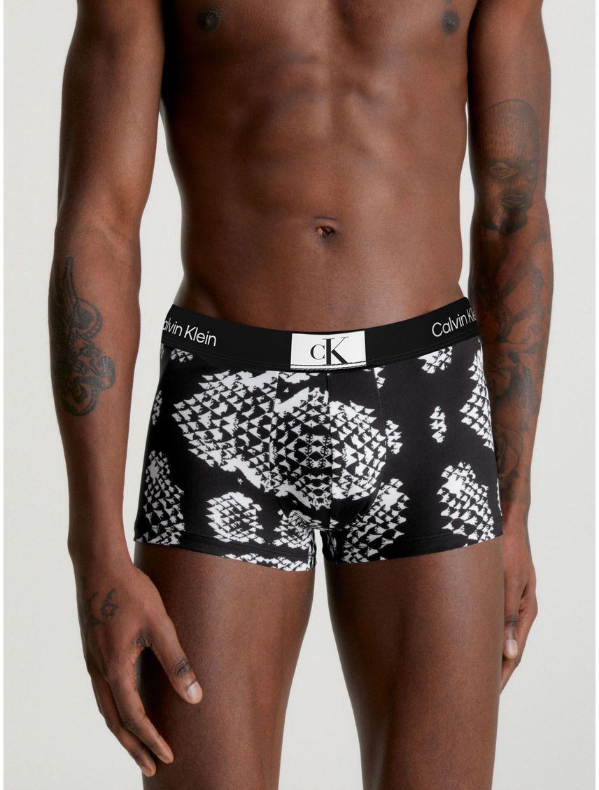 Boxer Negro Estampado En Microfibra Low Rise Trunk