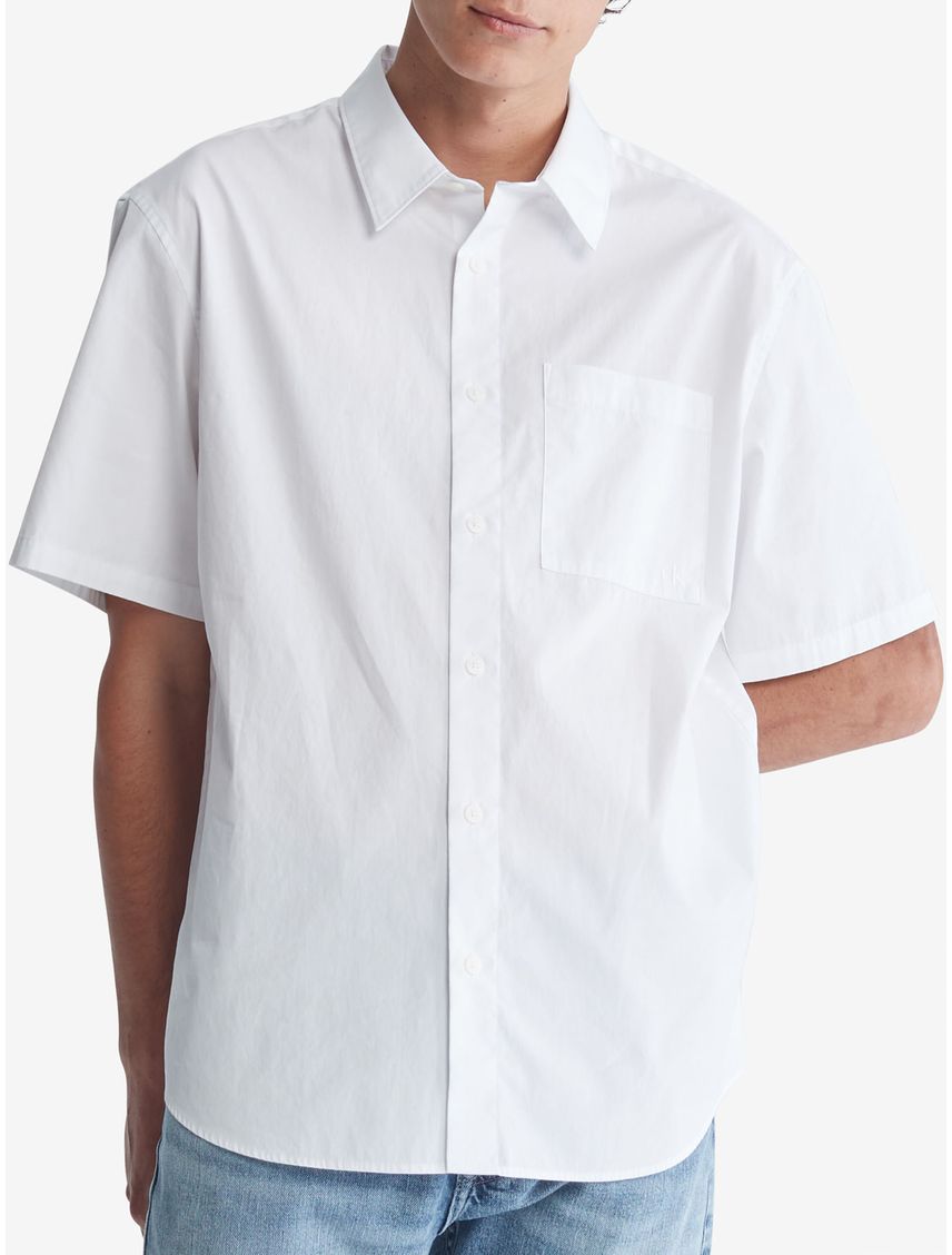 Camisa Blanca Sencilla Y Solida Para Hombre