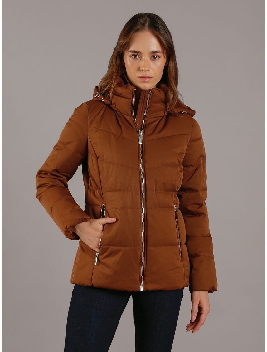 Chaqueta chocolate stretch acolchada