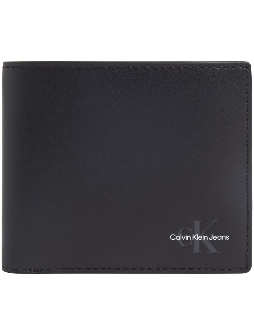 Billetera negra bifold con monograma