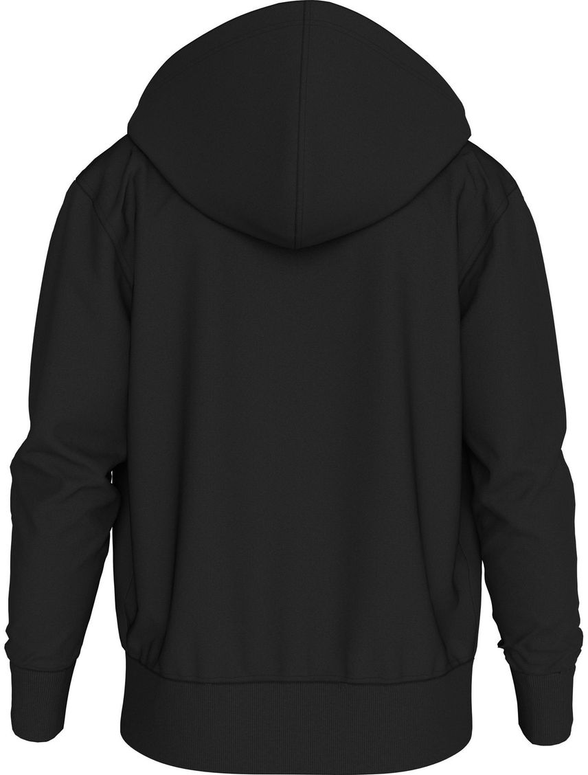 Buzo negro con capota y etiqueta tejida