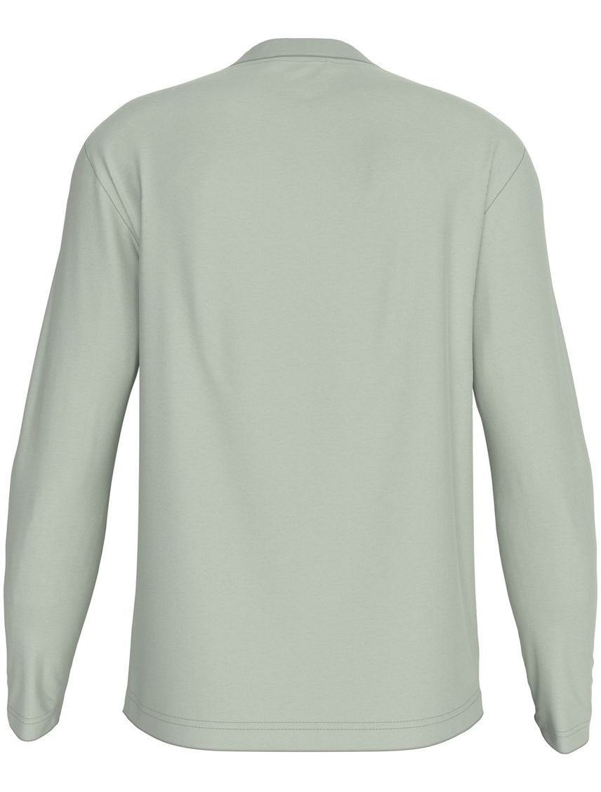 Camiseta Verde Claro De Manga Larga Con Cuello Perkins