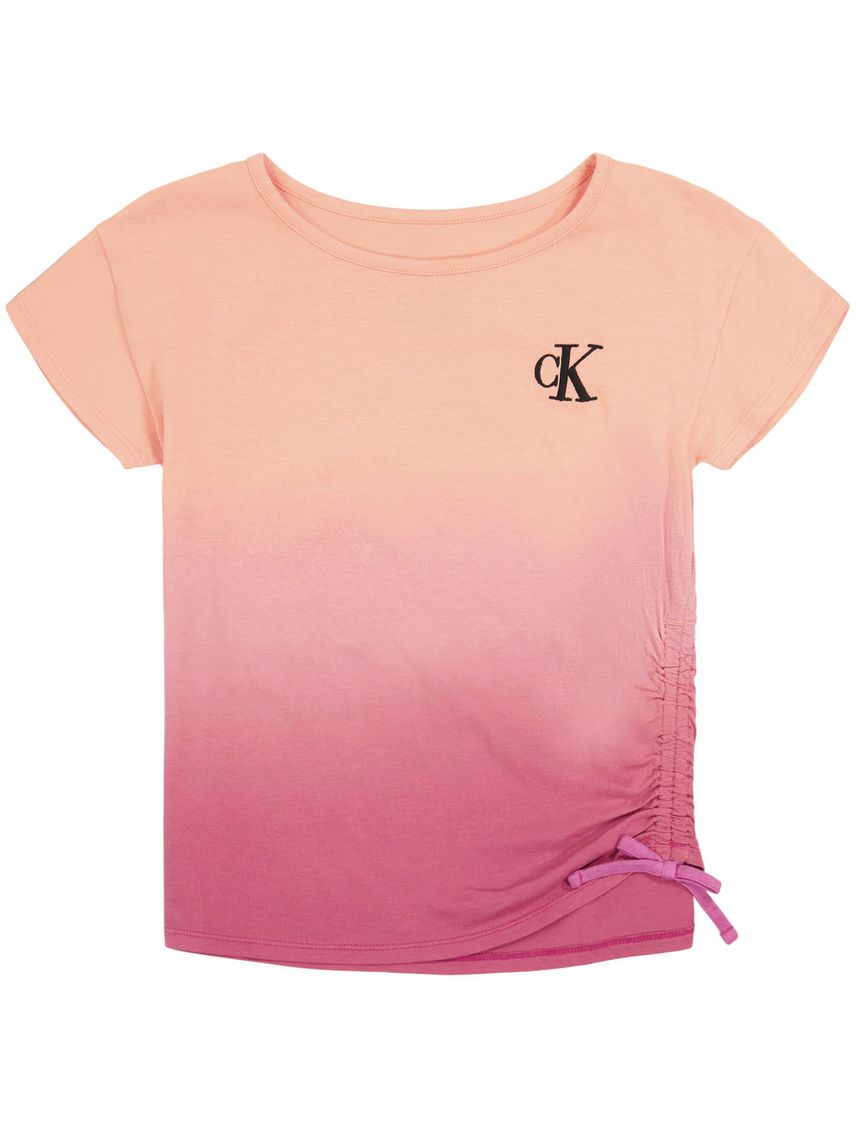 Camiseta Niña Manga Corta Rosado Calvin Klein