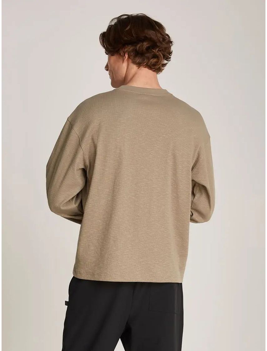 Camiseta beige manga larga slub