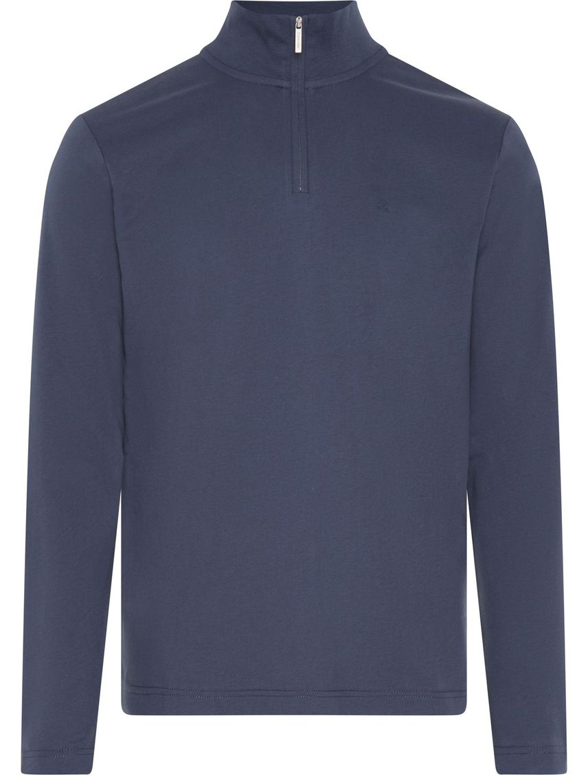 Camiseta Azul Con Cuello Alto Y Media Cremallera Para Hombre