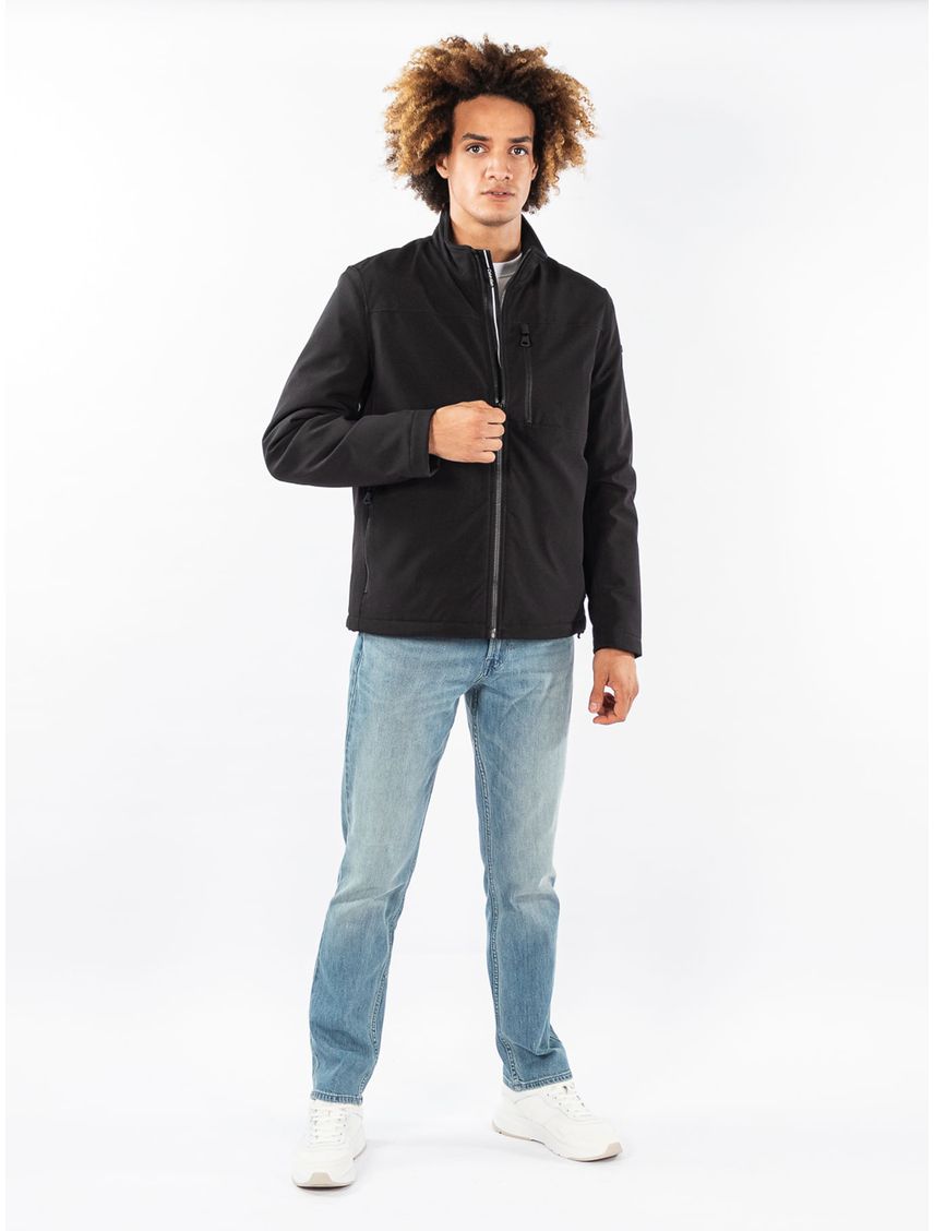 Chaqueta Negra con Cierre en el Pecho