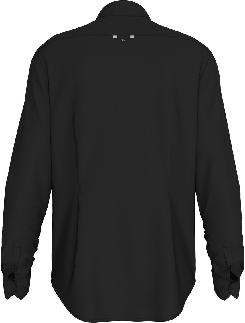 Camisa Negra Slim Con Mini Monograma Para Hombre