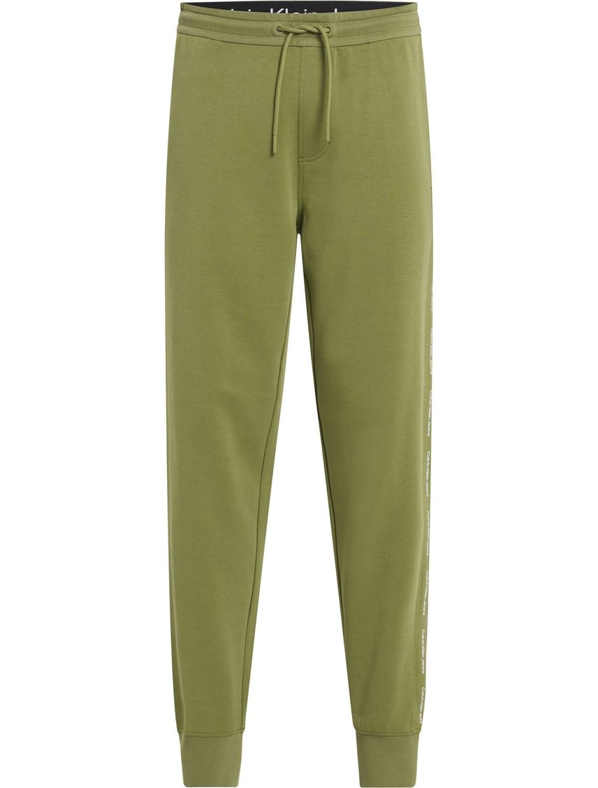 Jogger verde con cintas laterales y logo repetitivo