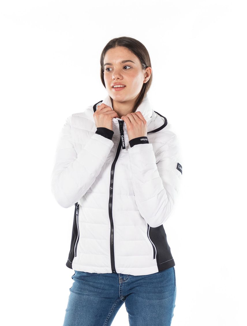 Chaqueta Blanco Manga Larga Con Cierre De Cremallera Muje