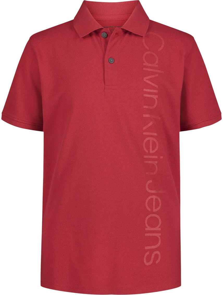 Polo Con Logotipo Vertical Rojo Calvin Klein Niño