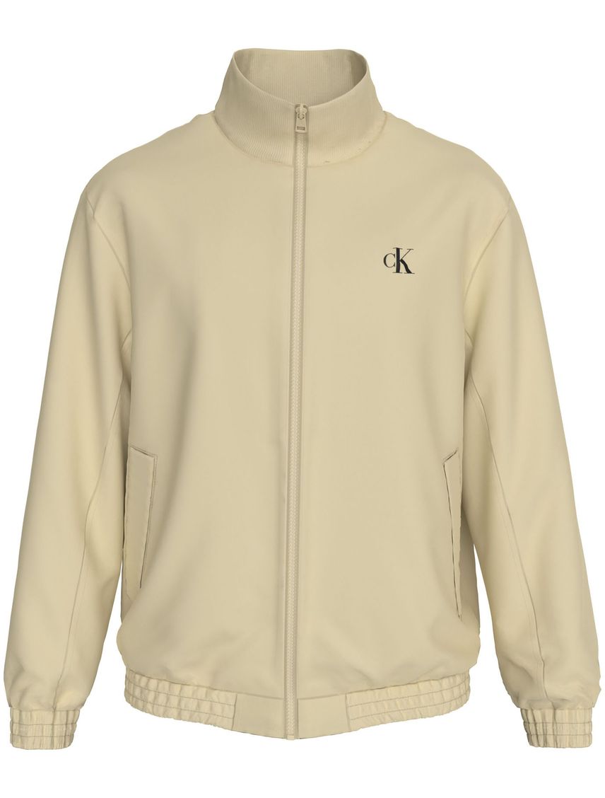 Chaqueta beige de nailon acolchado con cremallera