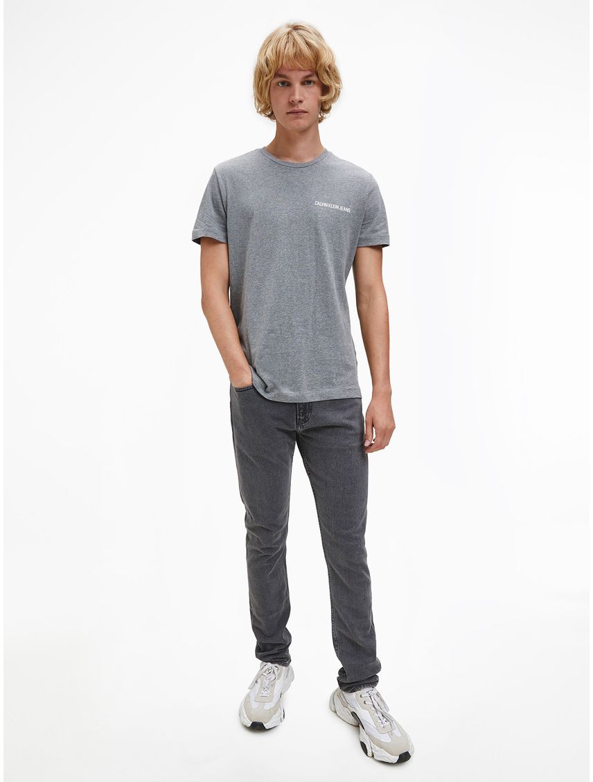 Camiseta Slim De Algodón Orgánico Hombre Gris Calv
