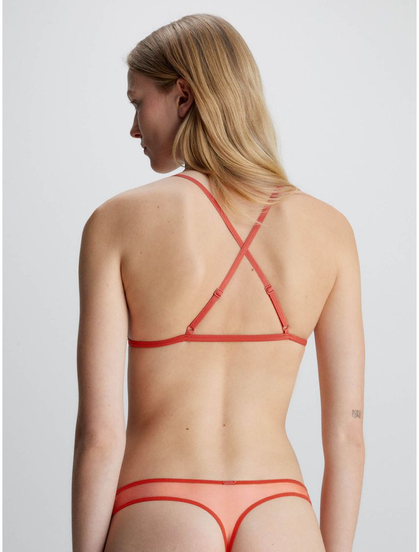 Bralette De Encaje Naranja Con Cierre Frontal Para Mujer