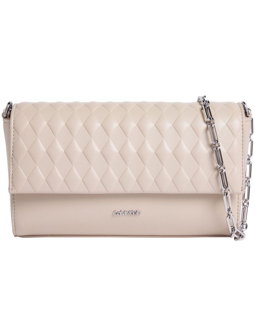 Bolso beige cruzao acolchao con solapa