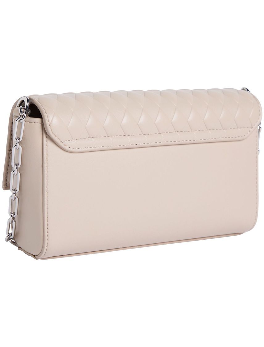 Bolso beige cruzao acolchao con solapa