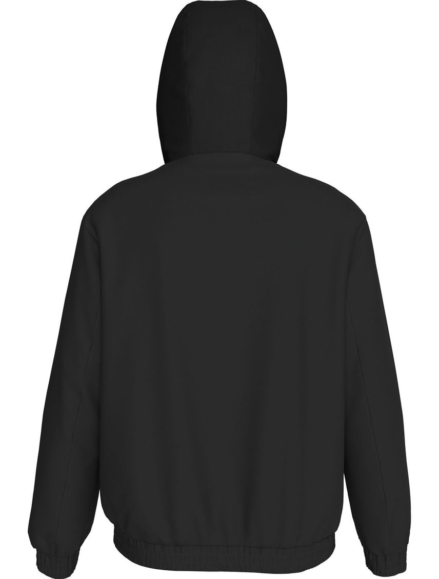 Chaqueta Rompeviento Negra De Nailon Con Capota