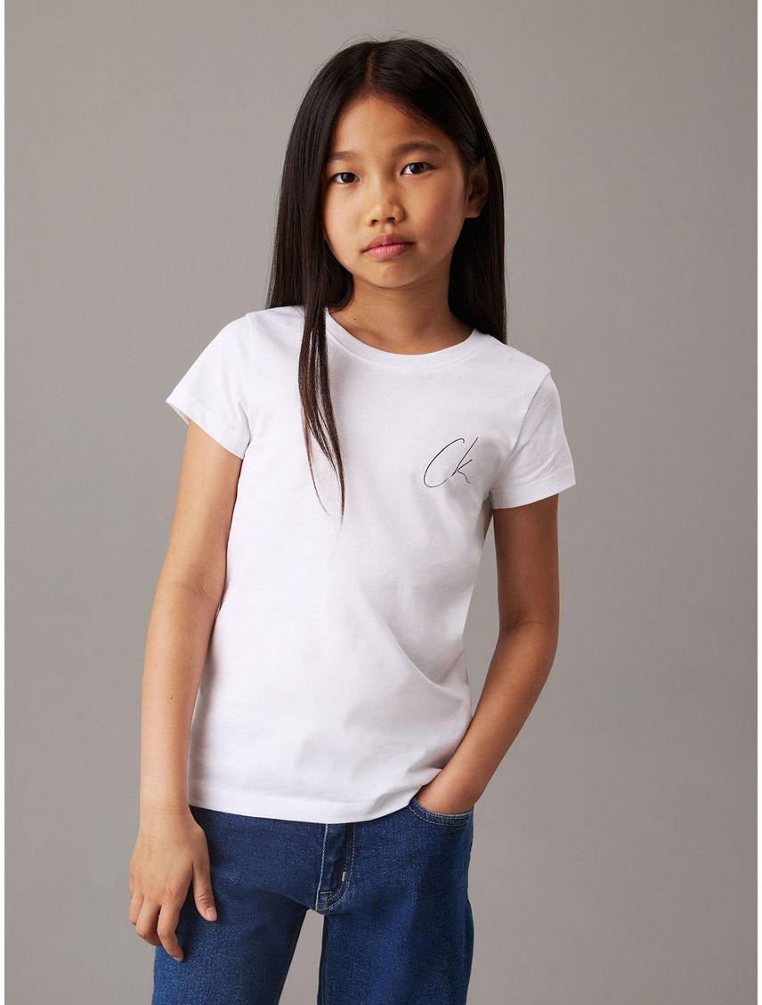 Camiseta Para Niña Blanca Slim Con Logo