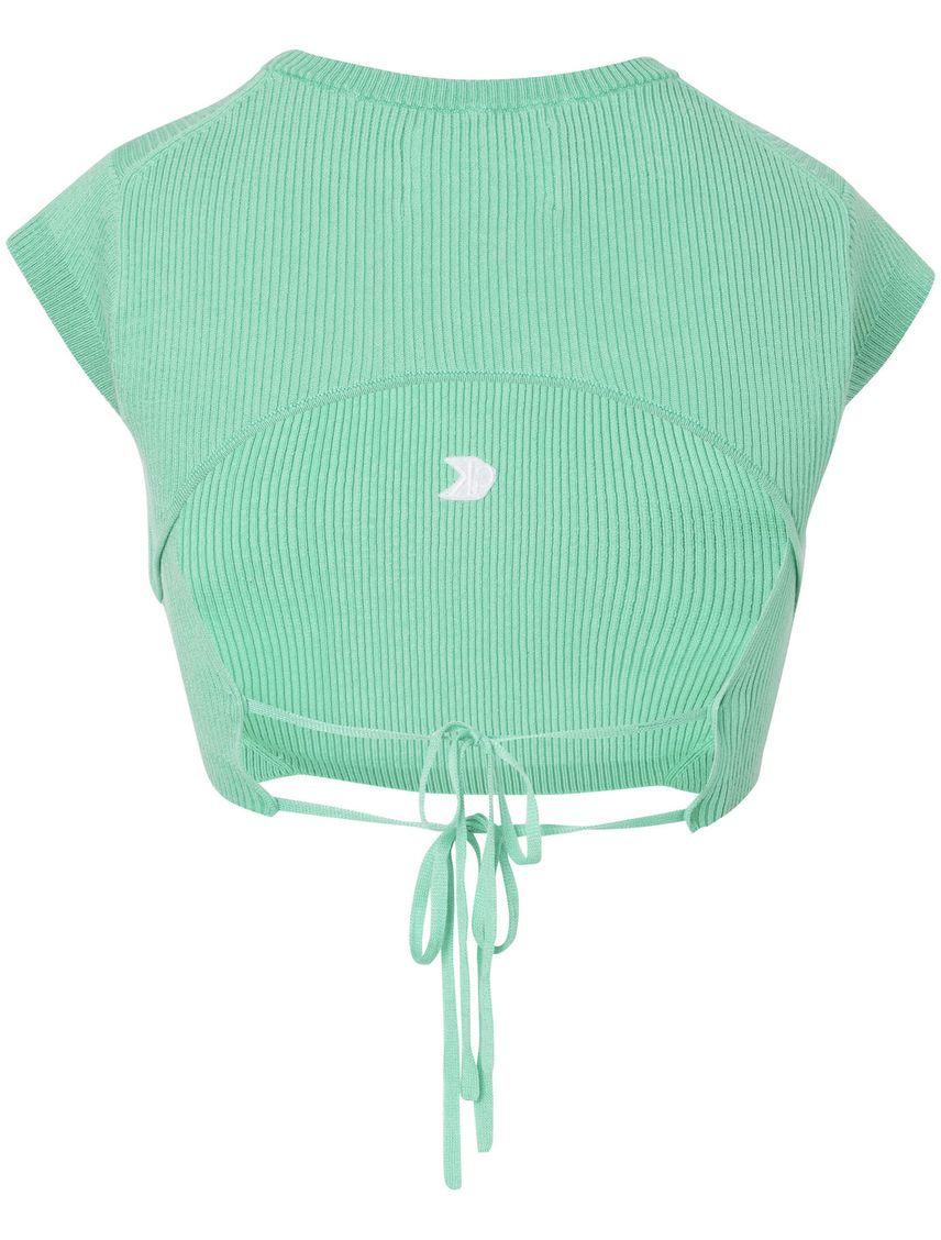 Crop Top Verde De Punto Cropped Con Espalda Abierta