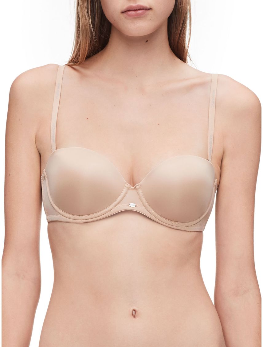 Brassier Beige Microfibra Strapless Push Up Para Mujer