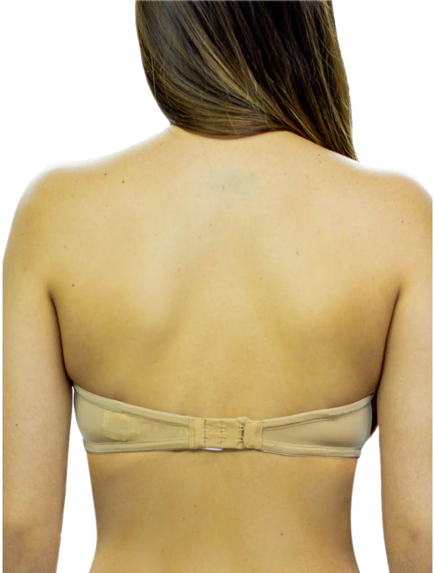 Brassier Beige Microfibra Strapless Push Up Para Mujer