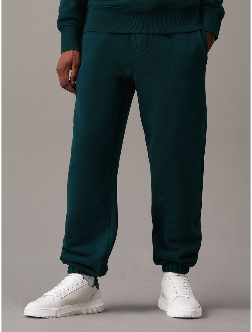 Pantalón verde de chándal recto de felpa gruesa