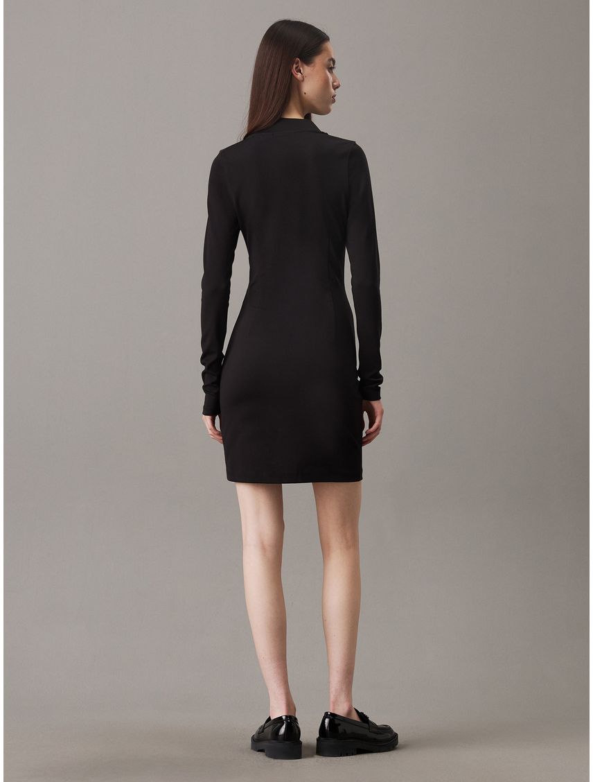 Vestido negro de manga larga de punto milano