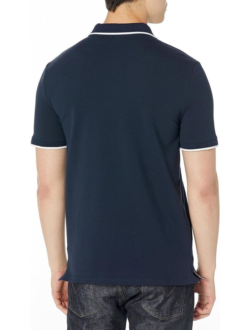 Polo azul piqué e algoón