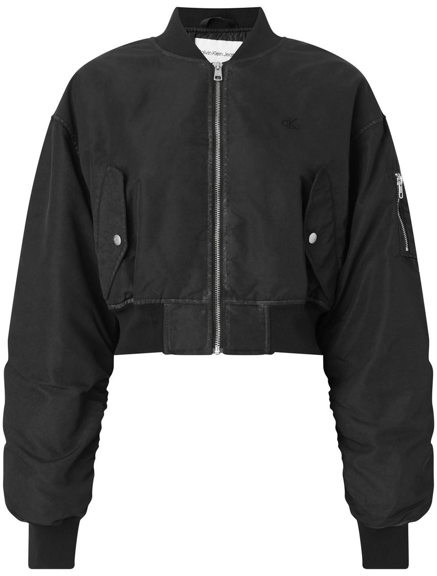 Chaqueta Negro Bomber Ligeramente Acolchada