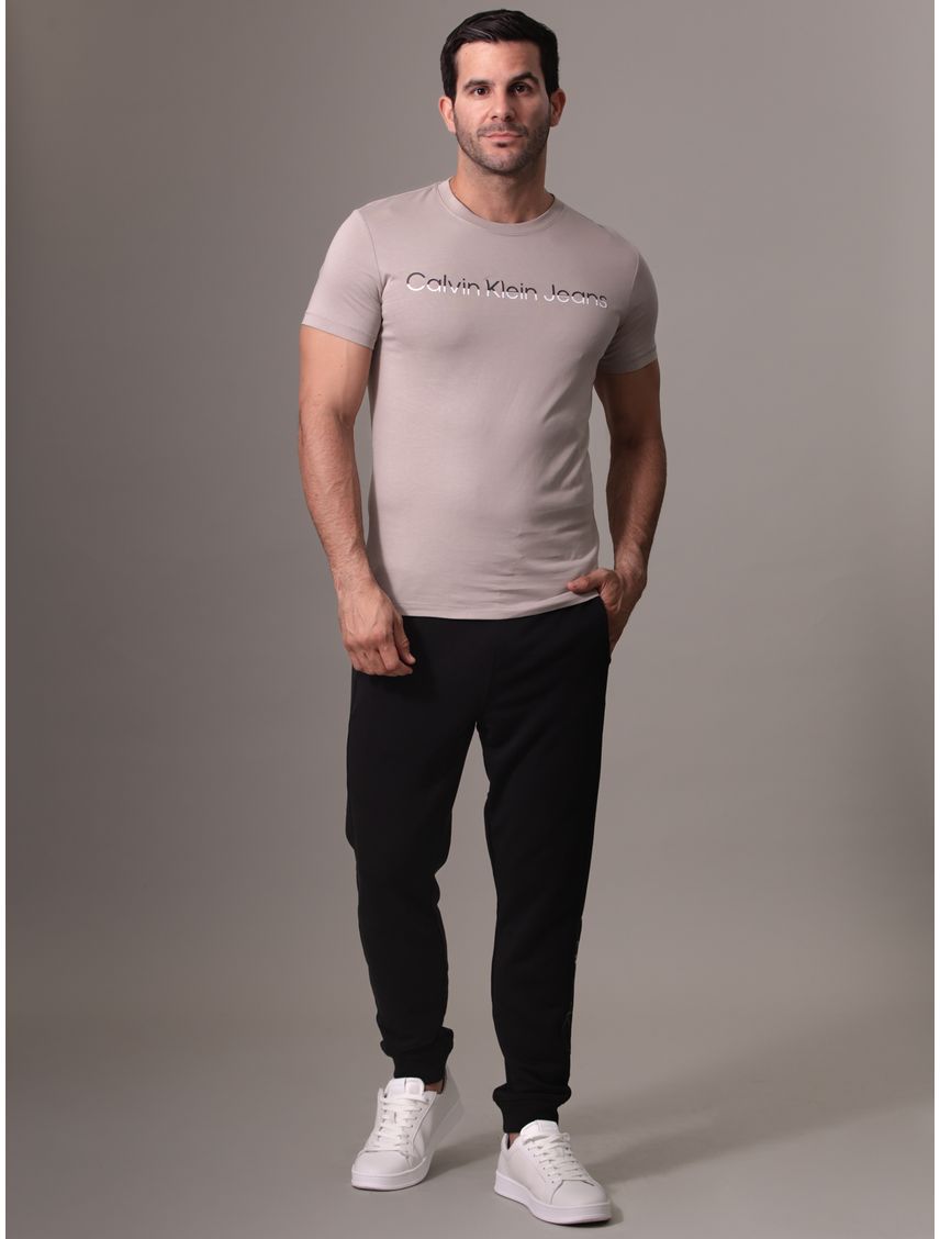 Camiseta gris con logo institutional bicolor