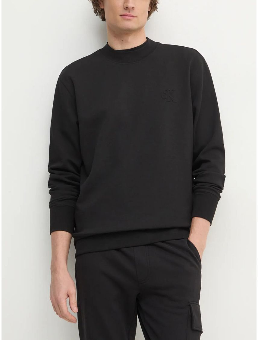 Saco Negro de Cuello Redondo en Tejido interlock Suave
