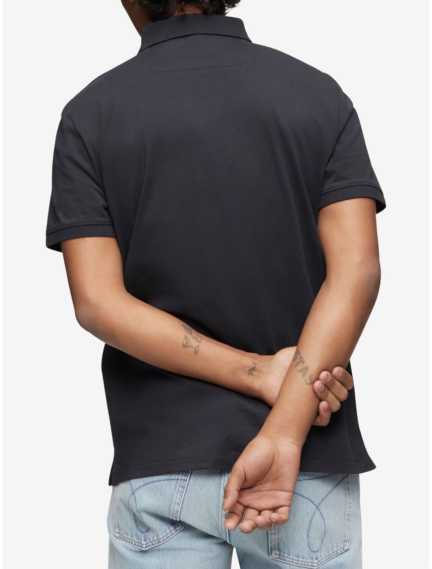 Polo Negra Smooth De Algodón Solid Para Hombre