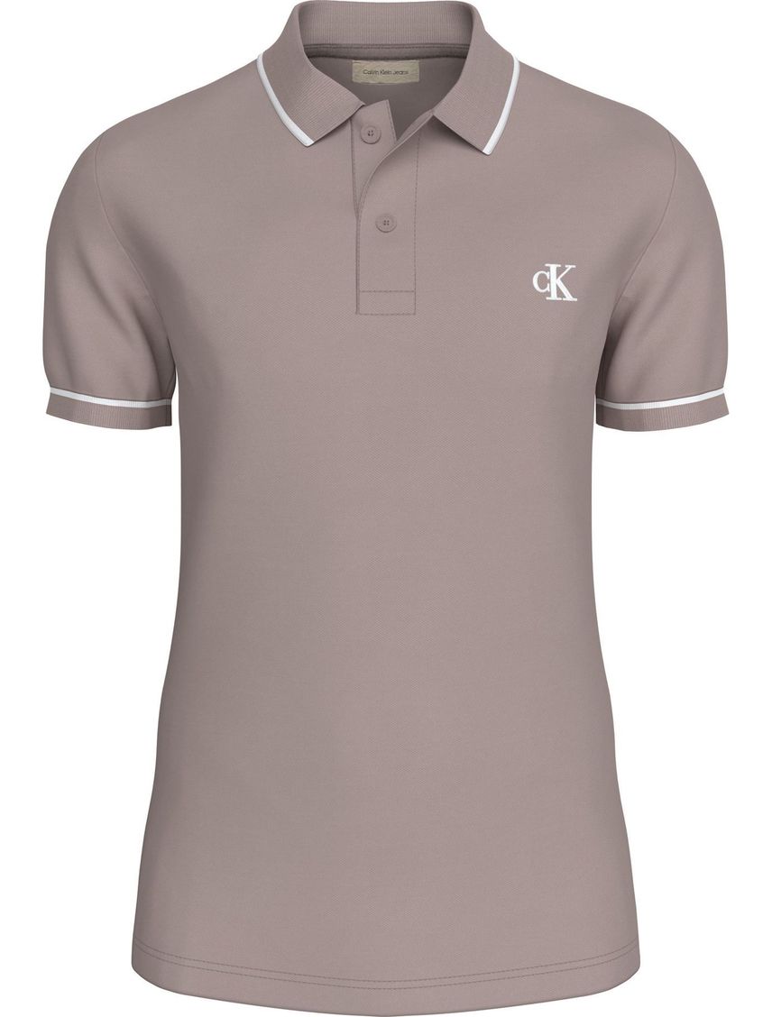 Polo rosado slim con ribete en contraste